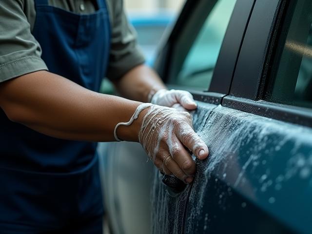 Proses pembersihan mesin mobil secara hati-hati