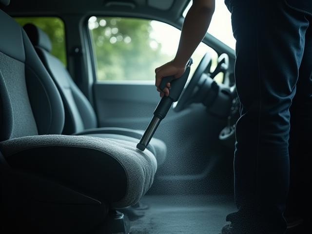 Pembersihan interior mobil dengan vakum dan parfum