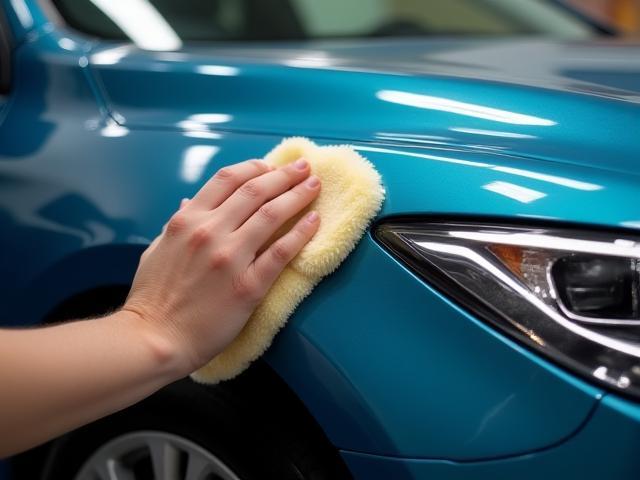 Proses waxing dan polishing cat mobil